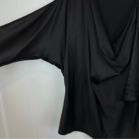 St. John Silk Black Drape Bow Blouse Top Sz S - Picture 9 of 11
